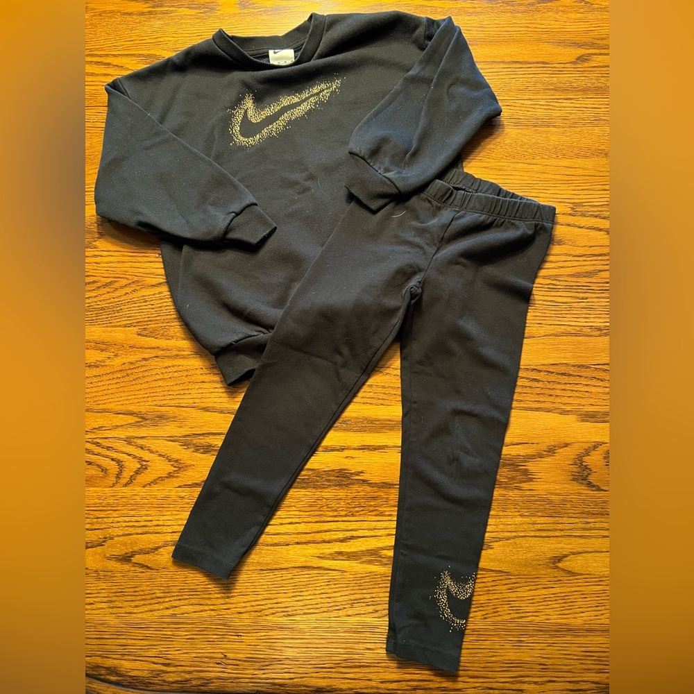 Nike Black and Gold Kids' Sweatshit and Leggings